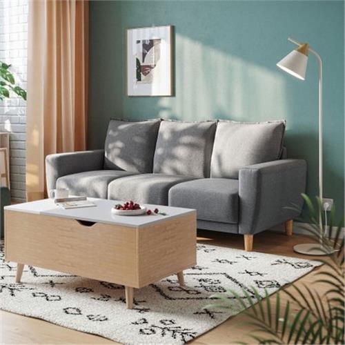 [hoi!]林氏木業北歐小戶型三人布沙發 LS075-深灰色