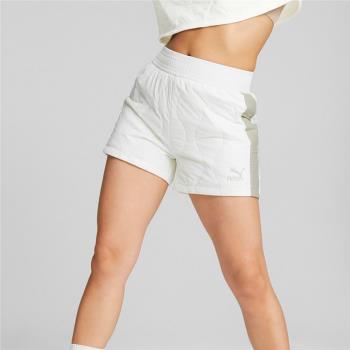 Puma 短褲 Classic Shorts 白 綠 女款 寬版 歐規 百搭 鬆緊褲頭 褲子 53894075