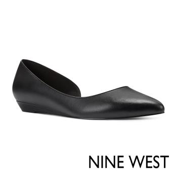 NINE WEST 7SAIGE3 小羊皮尖頭平底鞋-黑色