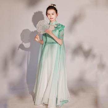 2022新款兒童禮服高端女童彈古箏演出服中國風雪紡主持合唱表演服