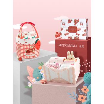 modomoma禮寓新生兒用品嬰兒禮盒秋冬公主女寶寶衣服草莓滿月禮物