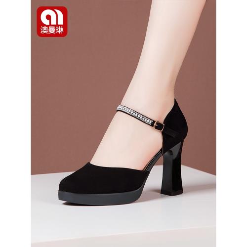 澳曼琳身所專業練習真皮模特走秀高跟包頭鞋禮儀旗袍班專用鞋表演