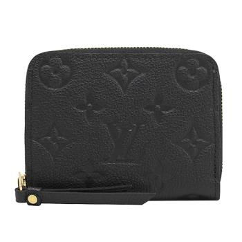 Louis Vuitton LV M60574 經典牛皮壓紋ㄇ字拉鍊卡片零錢包.黑