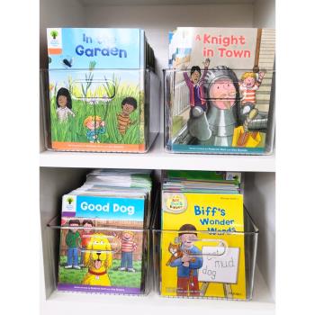 書本收納盒學生書桌紙放a4書籍箱桌面透明筐無蓋豎式展示整理盒子