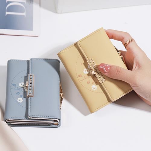 女士錢包2025韓版新款印花女短款夾子零錢包三折百搭女款學生錢夾