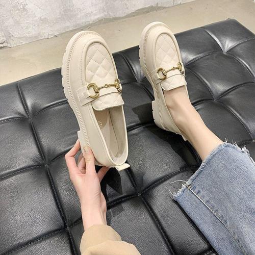 型-【韓國K.W.】樂福小香風格紋小皮鞋