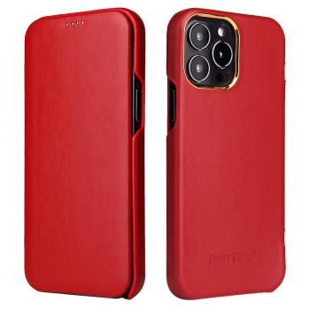Fierre Shann 商務紋 iPhone 14 Pro Max (6.7吋) 磁吸側掀 手工真皮皮套 手機皮套保護殼
