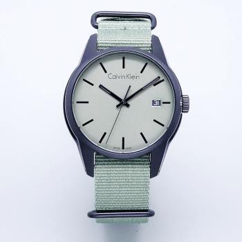 Calvin Klein 軍事革命主義帆布風格優質時尚腕錶-綠-K7K514W1