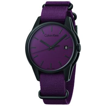 Calvin Klein 軍事革命主義帆布風格優質時尚腕錶-藍-K7K514VN