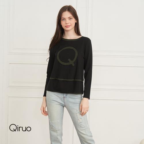 【Qiruo 奇若】秋冬專櫃黑色上衣2119A  簡約Q字母設計