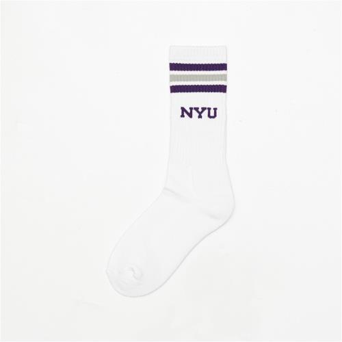 NCAA NYU 成人襪 中長襪 白/灰紫 72215843 00 noA04
