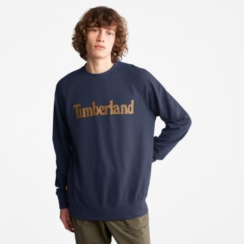 Timberland 男款深寶石藍LOGO印花長袖T恤A2FED433