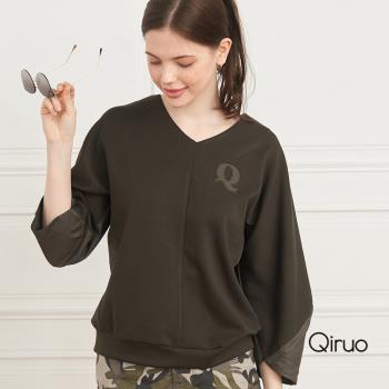 【Qiruo 奇若】秋冬專櫃深綠色上衣2410A 長袖V領造型衫