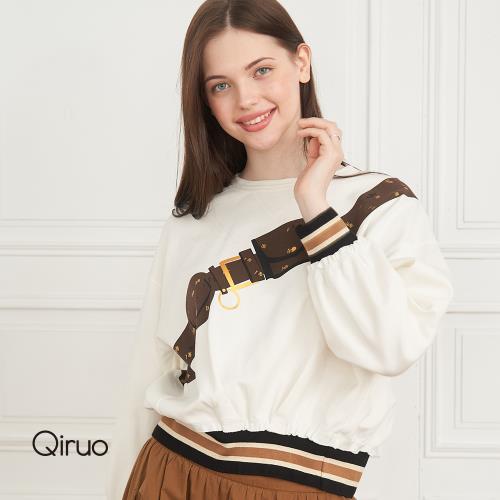 【Qiruo 奇若】秋冬專櫃白色上衣8170A束口設計