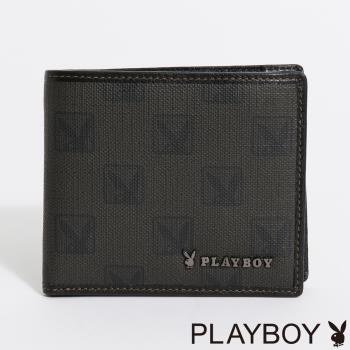 PLAYBOY - 上翻短夾 Legend系列 - 咖啡色