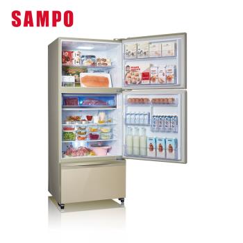 SAMPO 聲寶 605公升一級能效星美滿極光鈦旗艦變頻系列玻璃三門冰箱 SR-C61GDV(Y8)