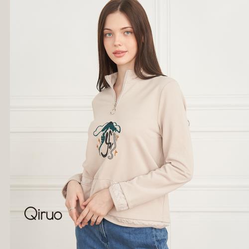 【Qiruo 奇若】秋冬專櫃卡色上衣8175A 古風立領設計