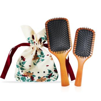 AVEDA 木質髮梳大+小送錢兔收納袋-國際航空版
