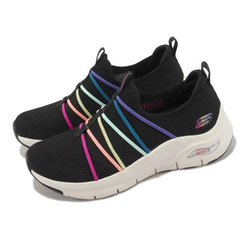 Skechers 休閒鞋 Arch Fit 女鞋 黑 彩色 支撐 經典 穩定 基本款 襪套式 健走 149565BKMT