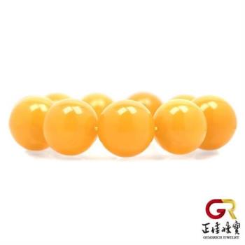 【正佳珠寶】老蜜蠟琥珀 頂級雞油黃老蜜 23mm 老蜜蠟手珠｜日本彈力繩(附鑑定證書)