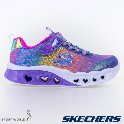 Skechers FLUTTER HEART LIGHTS 童鞋 中童 燈鞋 魔鬼氈 紫 302314LLVMT