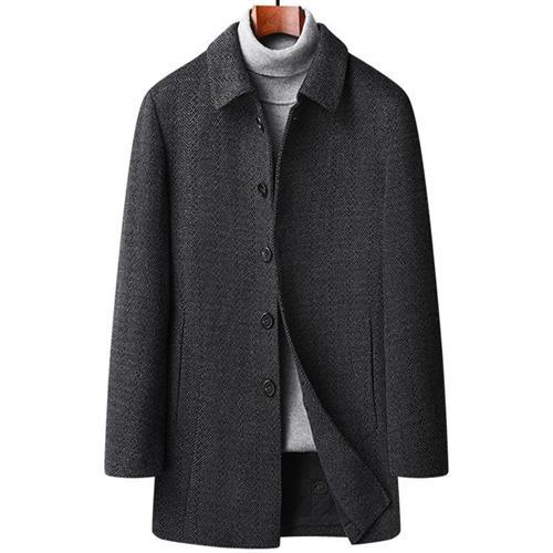 【米蘭精品】毛呢外套羊毛大衣-翻領雙面呢加棉中長版男外套74de150