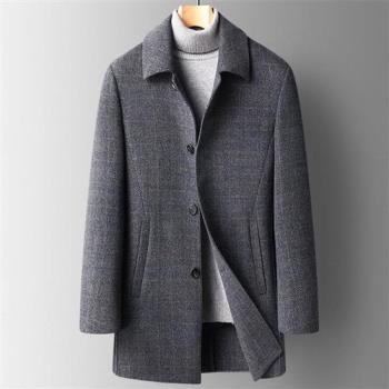 【米蘭精品】毛呢外套羊毛大衣-中長款加厚羽絨內膽男外套74de156