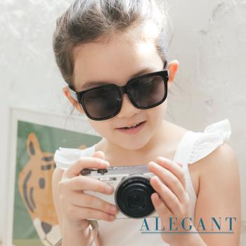 【ALEGANT】童趣生活星芒黑兒童專用輕量彈性太陽眼鏡│UV400方框偏光墨鏡