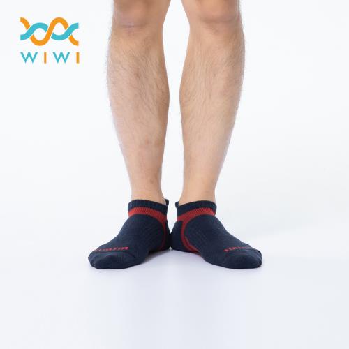 【WIWI】活力運動抑菌船型除臭襪(軍藍紅 男M-XL)