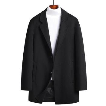【米蘭精品】毛呢外套羊毛大衣-經典羽絨內膽中長版男外套74de128