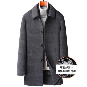 【米蘭精品】毛呢外套羊毛大衣-中長版圍巾領羽絨內膽男外套74de136