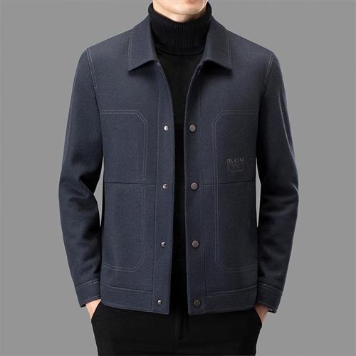 【米蘭精品】毛呢外套羊毛夾克-加厚簡約休閒短款男外套3色74de84