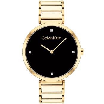Calvin Klein 凱文克萊 典雅晶鑽氣質腕錶/黑X金/36mm/CK25200136