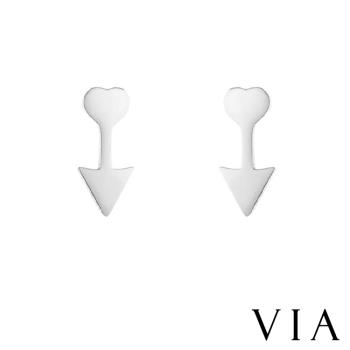 【VIA】符號系列 愛心箭頭造型白鋼耳釘 造型耳釘 鋼色
