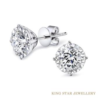 King Star 100分光芒18K金鑽石耳環(最白Dcolor 3Excellent 八心八箭完美車工)