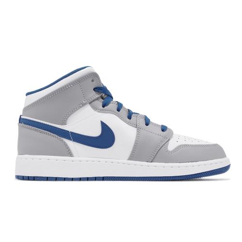 Nike Air Jordan 1 Mid GS 大童鞋女鞋Cement True Blue 灰藍喬丹DQ8423