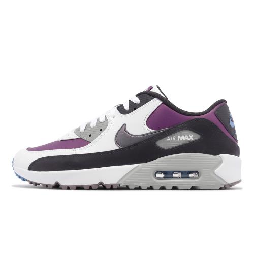 Nike 高爾夫球鞋Air Max 90 Golf NRG 葡萄紫黑白緩震抓地休閒鞋男女鞋