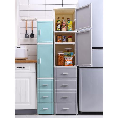 25/35cm夾縫收納柜開門抽屜式置物柜塑料廚房儲物柜衛生間縫隙柜