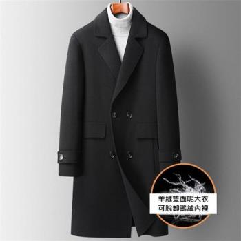 【米蘭精品】毛呢外套羊毛大衣-長版經典鵝絨內膽男外套74de60