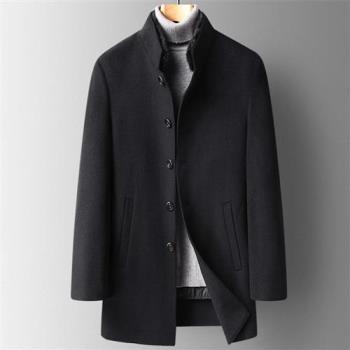 【米蘭精品】毛呢外套羊毛大衣-羽絨內膽水貂毛領男外套74de64