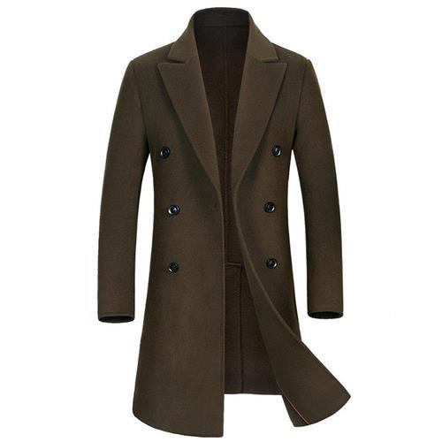 【米蘭精品】毛呢外套羊毛大衣-雙排扣休閒商務純色男外套4色74de68