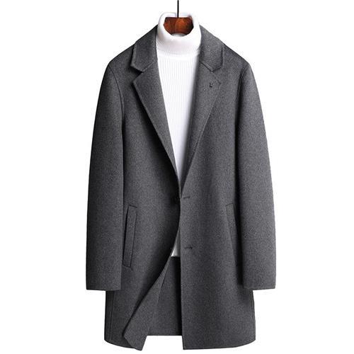 【米蘭精品】毛呢外套羊毛大衣-簡約防寒純色中長版男外套2色74de80