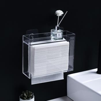 酒店洗手間擦手紙盒廁所紙巾盒免打孔壁掛式衛生間廚房干手抽紙盒