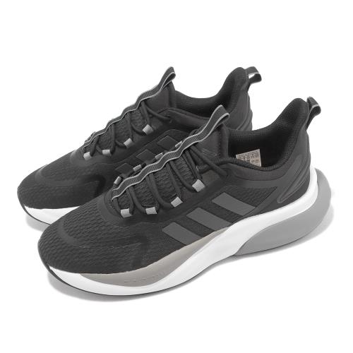 adidas 慢跑鞋 AlphaBounce+ 男鞋 黑 白 緩震 再生材質 運動鞋 愛迪達 HP6144