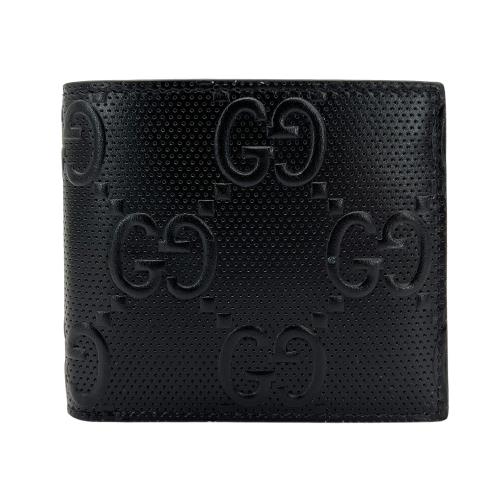 Gucci Embossed GG Logo八卡對開短夾(645154-黑)