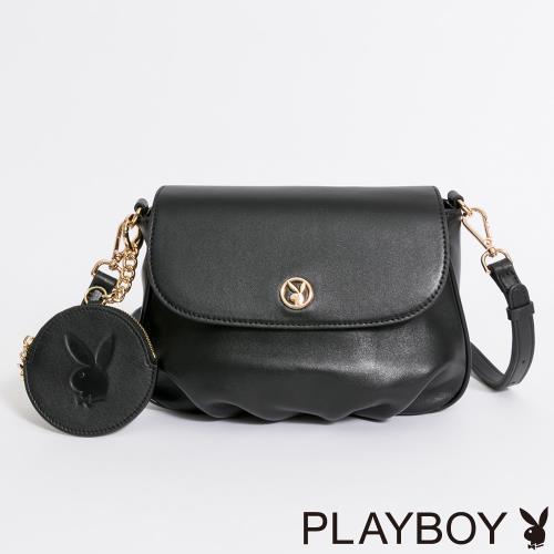 PLAYBOY - 翻蓋斜背包 Clouds系列 - 黑色