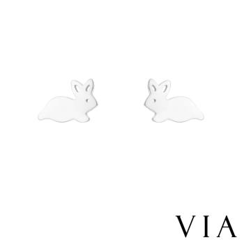 【VIA】動物系列 可愛小兔子造型白鋼耳釘 造型耳釘 鋼色