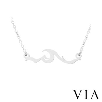 【VIA】個性波浪線條造型白鋼項鍊 造型項鍊 鋼色