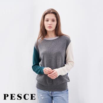 【PESCE】100% Cashmere長袖上衣 義大利品牌 TW-925-C95 淺鐵灰