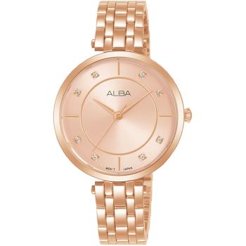 ALBA 雅柏 簡約時尚晶鑽腕錶/玫瑰金/32mm (Y121-X160P/ARX074X1)